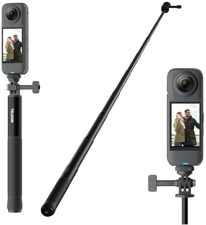TELESIN° 150cm/ 59 Selfie Stick für GoPro Hero 13 12 11 10 9, DJI Osmo Action 5 Pro 4 3, Insta360 X4 X3 Ace Pro, Aluminum Ausziehbar Selfie-Stange Stab Stativ für Vlog, Reisen, Outdoor