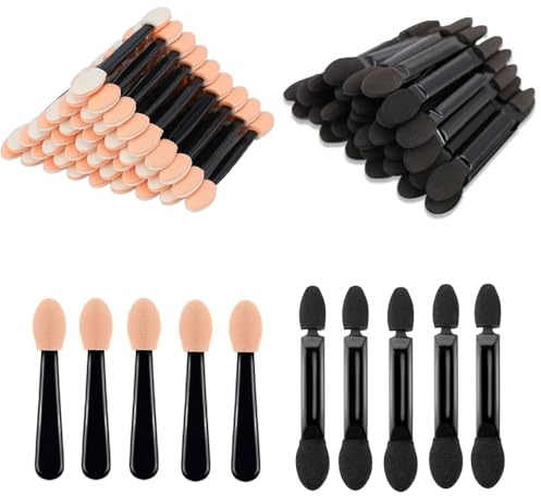 Alriedy 100er Set Lidschatten Applikator 5,5cm, doppelseitige Pinsel | für Reise & Studio,Doppelseitige Make-up Schwämmchen, ideal für unterwegs & professionelles Styling