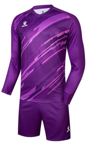 Kelme Pantaloncini da portiere da calcio da uomo, a maniche lunghe, con imbottitura in jersey, divisa sportiva, Viola, S
