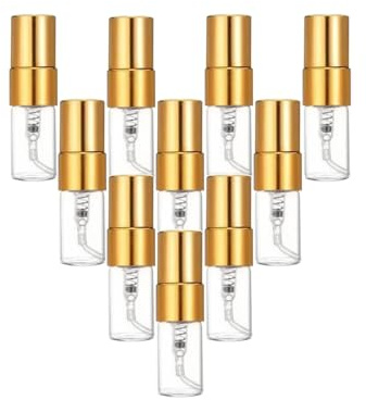 UTURAL 20PCS Mini Spray Bottles Clear Glass Refillable Fine Mist Perfume Atomizer Portable Container with Gold Lids for Cleaning, Essential Oils, Travel (2ml)