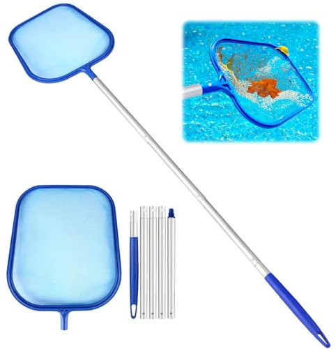 150cm Pool Kescher mit 118cm Aluminiumstange – Feinmaschiges Oberflächenkescher Netz für Pool, Teich & Springbrunnen – Praktischer Kescher Pool Reiniger gegen Blätter & Algen