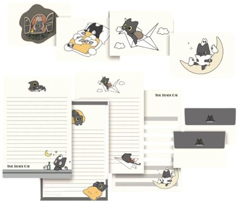 1 Set Little Black Cats Briefpapier Briefpapier mit Umschlägen Briefpapier u