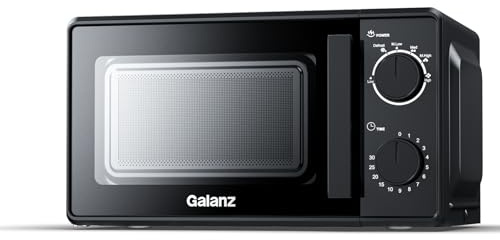Galanz 20L Micro-Ondes Pose Libre avec Plateau Tournant-700 W-Noir | Four Micro-Ondes Solo, 6 Niveaux de Puissance dont une Fonction Décongélation, 2 Boutons Rotatifs, Facile à Utiliser