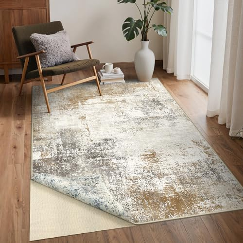 BEIMO Moderner Waschbarer Teppich Wohnzimmer 120x170 cm | Abstrakt Design, Großer Weicher Kurzflor Carpet, Rutschfest, Für Küche und Bettvorleger Schlafzimmer, Pflegeleicht