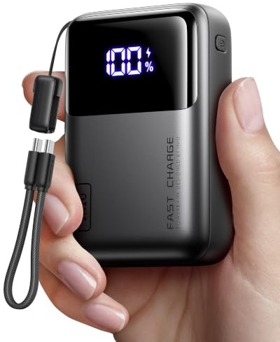 INIU 65W Laptop Power Bank, Small 20000mAh Schnellladung Externe Handyakkus | Angebrachtem USB C Kabel, Flugtauglich, Reise-Essential, für MacBook, Steam Deck, iPhone 17/16/15 Pro, Samsung, iPad uvm