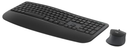 Logitech Signature Comfort Plus Combo MK880 Wireless Keyboard and Mouse Combo, Full-Size Comfort Keyboard with Palm Rest, Silent Clicks, Bluetooth, for Windows and macOS - Graphite - QWERTZ