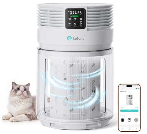 Lefant A1 Pro Purificatore d'Aria con Filtro HEPA,CADR350 m³/h,Sensor PM2,5 | Depuratore per casa con APP, Filtro Carboni Attivi, Pulizia a 360°, 108m², 28dB, Pet-friendly, anti fumo peli odori allergie