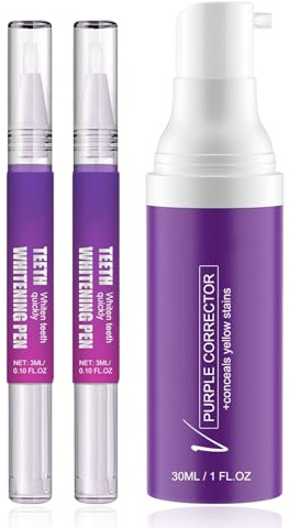 Dentifricio viola, denti bianchi, 50 ml, dentifricio viola, include 2 penne sbiancanti, pulizia accurata, rimuove le macchie dei denti, garantisce un alito fresco