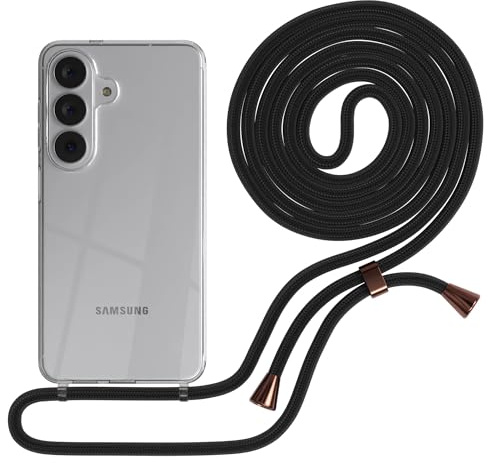 EAZY CASE Handykette kompatibel mit Galaxy S26 Handyhülle mit Umhängeband, Handykordel mit Schutzhülle, Silikonhülle, Hülle mit Band, Stylische Kette für Smartphones, Schwarz - Clips Rosé