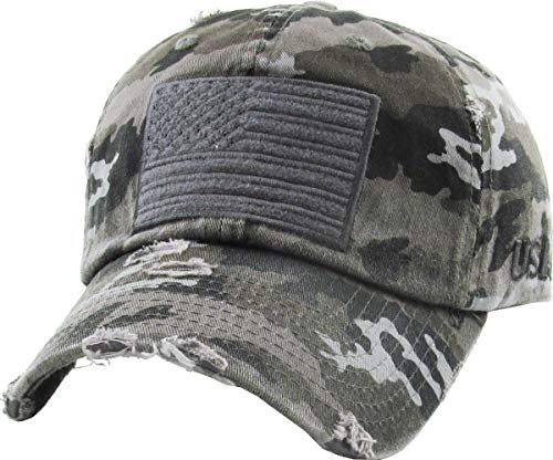 KBETHOS KBVT-209 BLK-CAM Tactical Operator mit US-amerikanischer Flagge US Army Military Baseball Cap (verstellbar, (209) Schwarz Camo)
