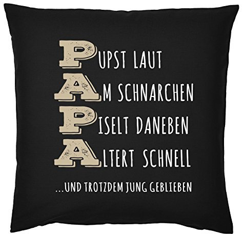 Mega-Shirt Kissen für Väter Cooles Kissen mit Füllung und Urkunde Papa Pust Schnarchen…. Geschenk für Papa zum Vatertag Weihnachten Geburtstag