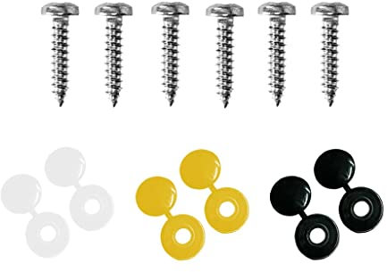 BEK-FIX® Number Plate Screws and Caps Set Car Number Plate Fixing Fitting Kit 6 Pack of Caps & Screws