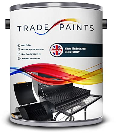 Heat Resistant BBQ Barbeque Paint – Matt Black – 1 Litre – Withstands Up to 600°C – High-Temperature Stove, Grill & Chiminea Coating