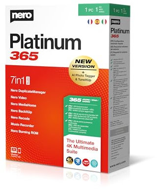 Nero Platinum 365 - Box mit Downloadlink | Videobearbeitung | Backup | Medien verwalten & abspielen | 8K | Fotos | PC Tuning | Windows 11/10/8/7