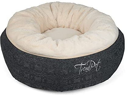 TrendPet Lunabed - Das runde Kuschelbett für Hunde und Katzen (Beige, S)
