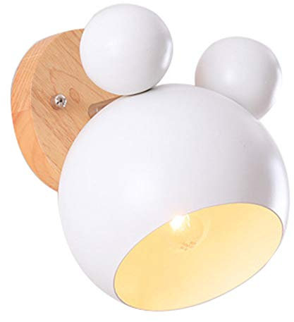 E27 kreative Wandlampe Kinder Nachttischlampe Schlafzimmer Kinderzimmer Wandleuchte Innen Wandleuchten Eisen Holz Wandlampen Verstellbar Küche Wandbeleuchtung Deko Decke Cartoon Wandleuchten（Weiß）