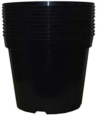 Muddy Hands Pack of 5 Black Plastic Plant Pots Outdoor Garden Round Nursery Herb Flower Planters (7.5 Litre)