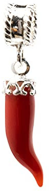 Sanna Gioielli Glücksbringer aus roter Koralle aus dem Mittelmeer (Sardinien) mit besonderer Fassung aus 925er Silber, koralle
