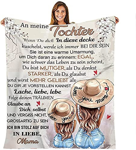 UOOYAA Kuscheldecke Flauschige Personalisierte Decke Geschenke,an Meine Tochter von Mutter Decke,Ermutigung und Liebe von Mama zu ihrer Tochter,für Sofa Reisen