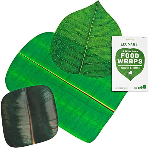 Suck UK | Leaf-Shaped Beeswax Wraps | Organic Food Storage | Food Wrap | Wax Sandwich Bags | Wax Alternative to Cellophane Wrap | Eco Friendly Covers