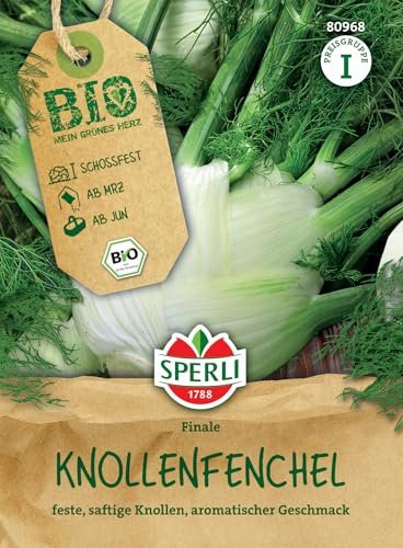 Sperli BIO Knollenfenchelsamen 80968 - Bio Gemüsesamen für einen Knollenfenchel mit festen und saftigen Knollen und Inhalt für 100 Pflanzen - Saatgut