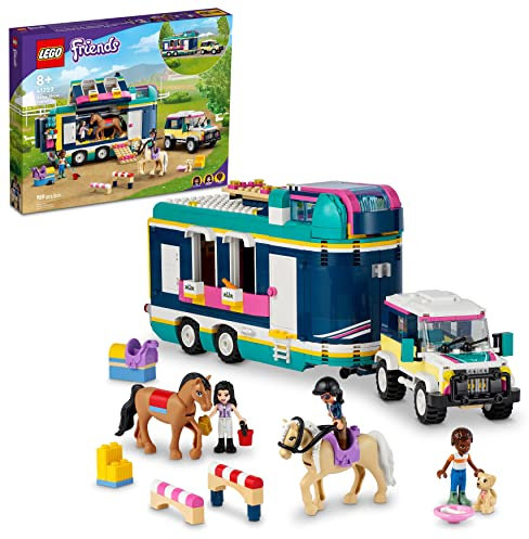 LEGO Friends Horse Show Trailer 41722, Horse Toy with 2 Horse Figures, SUV Car, and Riding Accessories, Toy Horse and Trailer Building Set for Kids Girls Boys Age 8+ Years Old