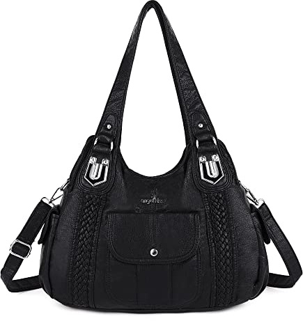 Angelkiss Geldbörsen und Handtaschen für Damen, gewaschenes veganes Leder, Umhänge-, Hobo-, Satchel- und Schultertasche