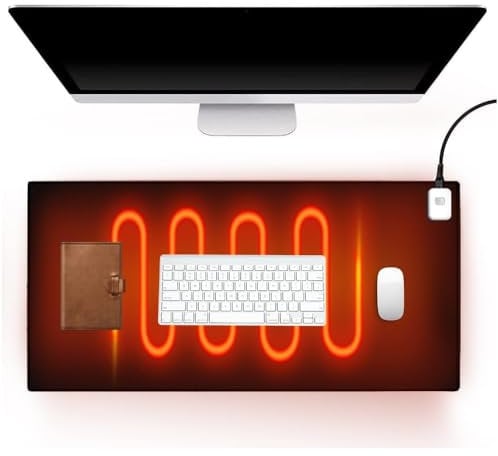 CJBIN Beheizte Schreibtischunterlage, 90X40cm Wasserdichter PU-Leder Beheiztes Mauspad mit 4 Stunden Abschaltautomatik, Hautfreundlich Beheizbare Tischunterlage Schreibunterlage für Büro Zuhause
