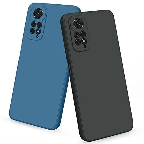 AK 2 Stück Kompatibel mit Xiaomi Redmi Note 11/ Note 11s Hülle, Weich Silikon Stoßfest Schutzhülle Handyhülle für Redmi Note 11/ Note 11s (Schwarz+Navyblau)