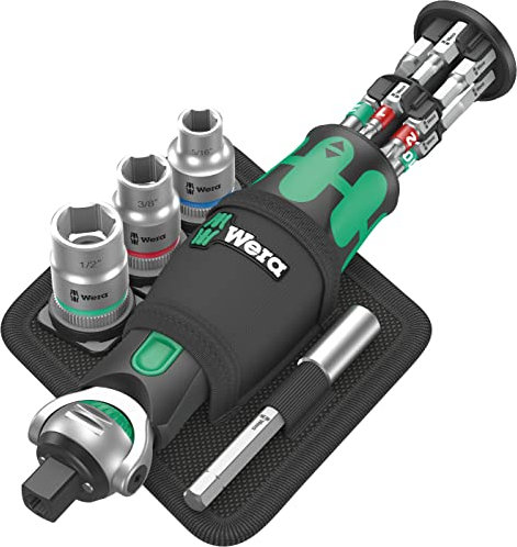 Wera 05004283001 8009 Zyklop Pocket Set Imperial 2, Knarren Satz, 18-teilig, Schwarz-grün