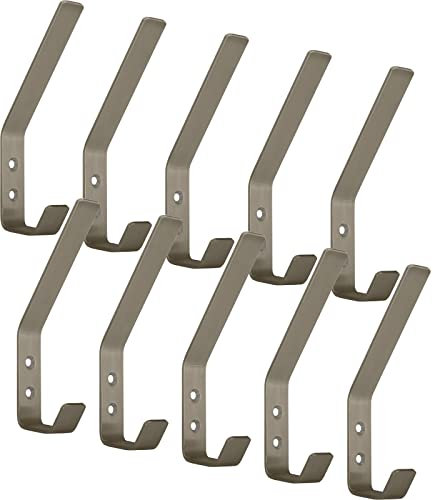 SOTECH 10 x Kleiderhaken Loxten 142 x 20 x 45 mm, Garderobenhaken modern aus echt Edelstahl gebürstet Wandhaken mit 3 mm Materialstärke Jackenhaken mit abgerundeten Kanten