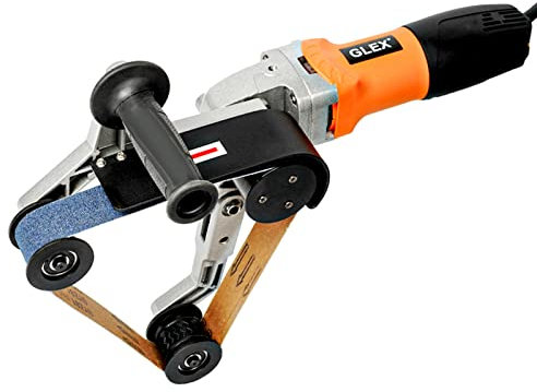 GLEX Stainless Round Tube Steel Pipe Sander Belt Grinder Drawing Machine 110V 800W with Alumina Oxide Sanding Grinding and Polishing