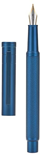 Hongdian Dark Blue Forest Fountain Pen, Iridium Long Blade Nib, Classic Design with Converter and Metal Pen Case Set