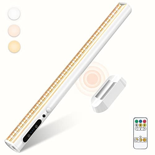 bravzurg Lichtleiste Akku mit Bewegungsmelder, Unterbauleuchte Küche LED Batterie Kabellos mit Fernbedienung Magnet, Schrankbeleuchtung Dimmbare, Batteriebetrieben lampe für Spiegel Schreibtisch Wand