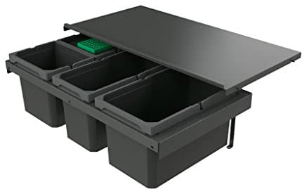Naber 8013385 Abfallsammler Cox Stand-UP® 250 S/800-4 mit Biodeckel, anthrazit, 35 (1x13/1x10/2x6) Liter / 80 cm Schrankbreite
