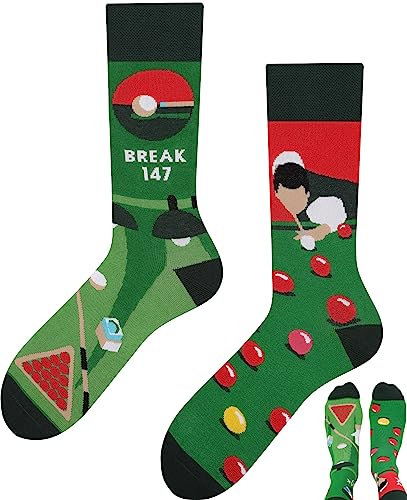 TODO Lustige Socken Damen und Herren, Coole Socken mit Motiv - Bunte, Mehrfarbige, Verrückte (39-42, Billard)