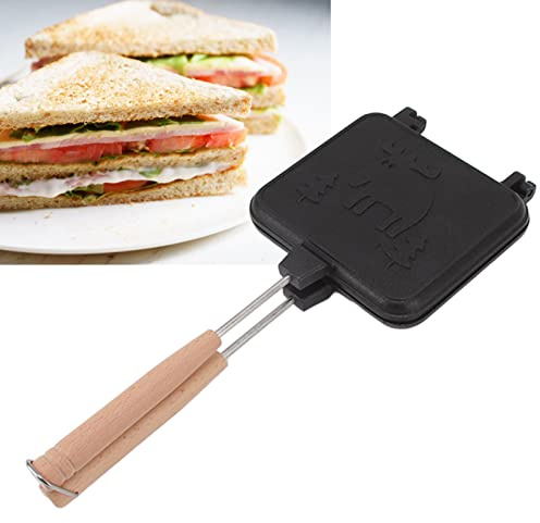 Gusseiserner Sandwich-Maker, Doppelseitiger, Klebefester Pie-Maker mit Hirschmuster und Abnehmbarem Griff, Lagerfeuer-Kochausrüstung, Camping-Pie-Eisen-Kochpfanne für Offene Flammen und Lagerfeuer