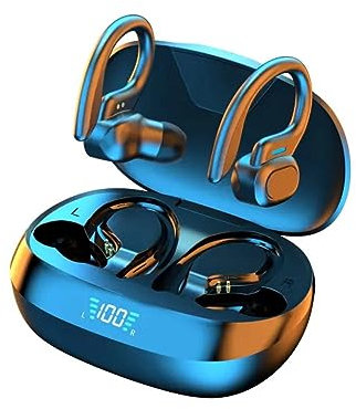 Genérico Auriculares inalámbricos AI010. Auriculares Bluetooth 5.3 Micrófono HiFi Estéreo Pantalla LED, Reducción de Ruido, Control táctil, IPX7 Impermeable Cascos Negros