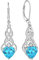 FJ Unendlichkeit Keltischer Knoten Ohrringe Damen 925 Sterling Silber Hängend Ohrringe Aquamarin März Geburtsstein Ohrringe Irischer Glücksschmuck Geschenke für Frauen