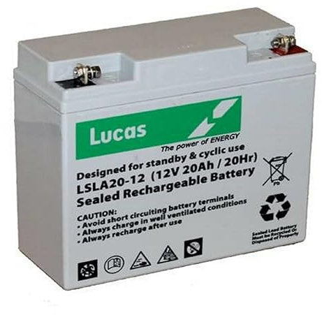Lucas 12v 20ah Mobility Scooter/Lawnmower/UPS Battery, Fully rechargeable, 12 Months Warranty