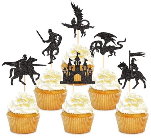 24 Stück Drache Thema Cupcake Topper Mythische Geschichten Tortendekoration Picks Realistische Kuchenaufsatz Tortendeko Junge Hochzeit Geburtstag Event Party Tiere Thema Party Dekoration Versorgung