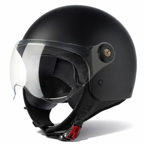 VINZ Duoro Roller Helm Jet Helm Mopedhelm Herren und Damen | in Gr. XS-XXL | Jethelm mit Visier | ECE 22.06 Zertifiziert | Motorradhelm | Erhältlich