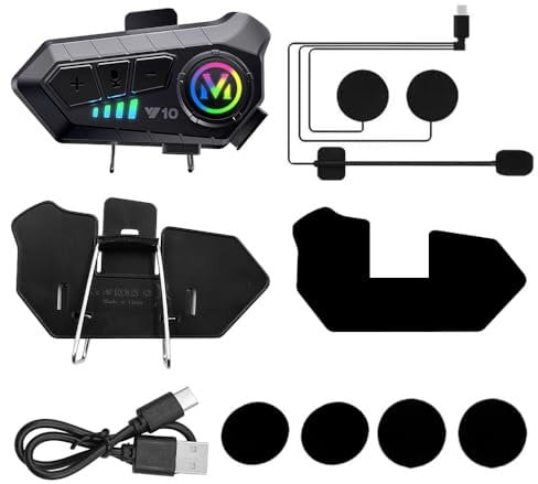 Tiardey Casco interfono per Moto Auricolare Bluetooth Supporto Assistente vocale Doppia cancellazione del Rumore Chiamate ad Alta Definizione Ascoltare Musica e Navigare allo Stesso Tempo
