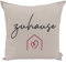 CB Home & Style Outdoor Garten Kissen Wasserabweisend 45x45cm mit Füllung Schriftzug Zuhause (Zuhause - beige/schwarz/pink)