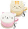 QLFJ-FurDec Dessin Animé Chat Tasse de Noel, Set de Tasses en Kawaii Céramique Mug Chat, Tasse à Café Amusante Avec Couvercle pour Anniversaire, Fête, Amoureux Des Chats, Noël, Famille,Ami-300ML