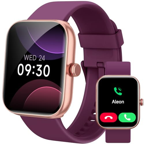 Yoever Smartwatch Damen Herren mit Telefonfunktion & Alexa, 1,91 Fitnessuhr mit 100 Sportmodi, 24H Herzfrequenz Schlafmonitor SpO2 Armbanduhr, IP68 wasserdichte Sportuhr Damen für Android iOS Lila
