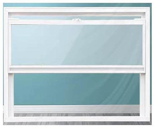 XILYZMO Schiebefenster Kippfenster, Weißes Flächenbündiges Fenster, Mit Gehärtetem Glas Servicefenster Imbisswagen, Vertikal Hebe- Größenanpassung Lamellenfenster(85X60CM)