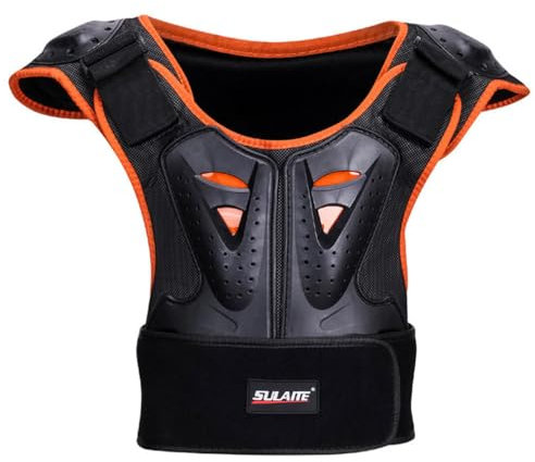 Baymate Motorradweste Schutzausrüstung Brustpanzer Rückenprotektor Motocross WesteSkifahren Rennsport Westen Reiten Für Teenager (Orange,M)