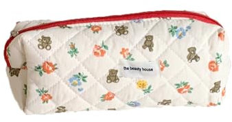 Qiwenr Federmäppchen mit, Pencil Case mit, Federmäppchen Case, Federmappe Bleistift, Mäppchen, Kosmetiktasche, Geldtasche, Kosmetiktasche, Geldtasche, SchlüSseltasche Verwendet Werden(Blumenbär)