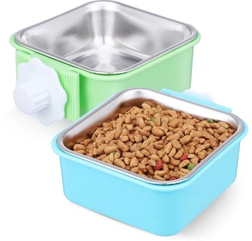 Milisten Hanging Pet Bowls Dog and Cat Food and Water Bowl Set Stainless Steel Cat Bowl Space-Saving Pet Feeding Station